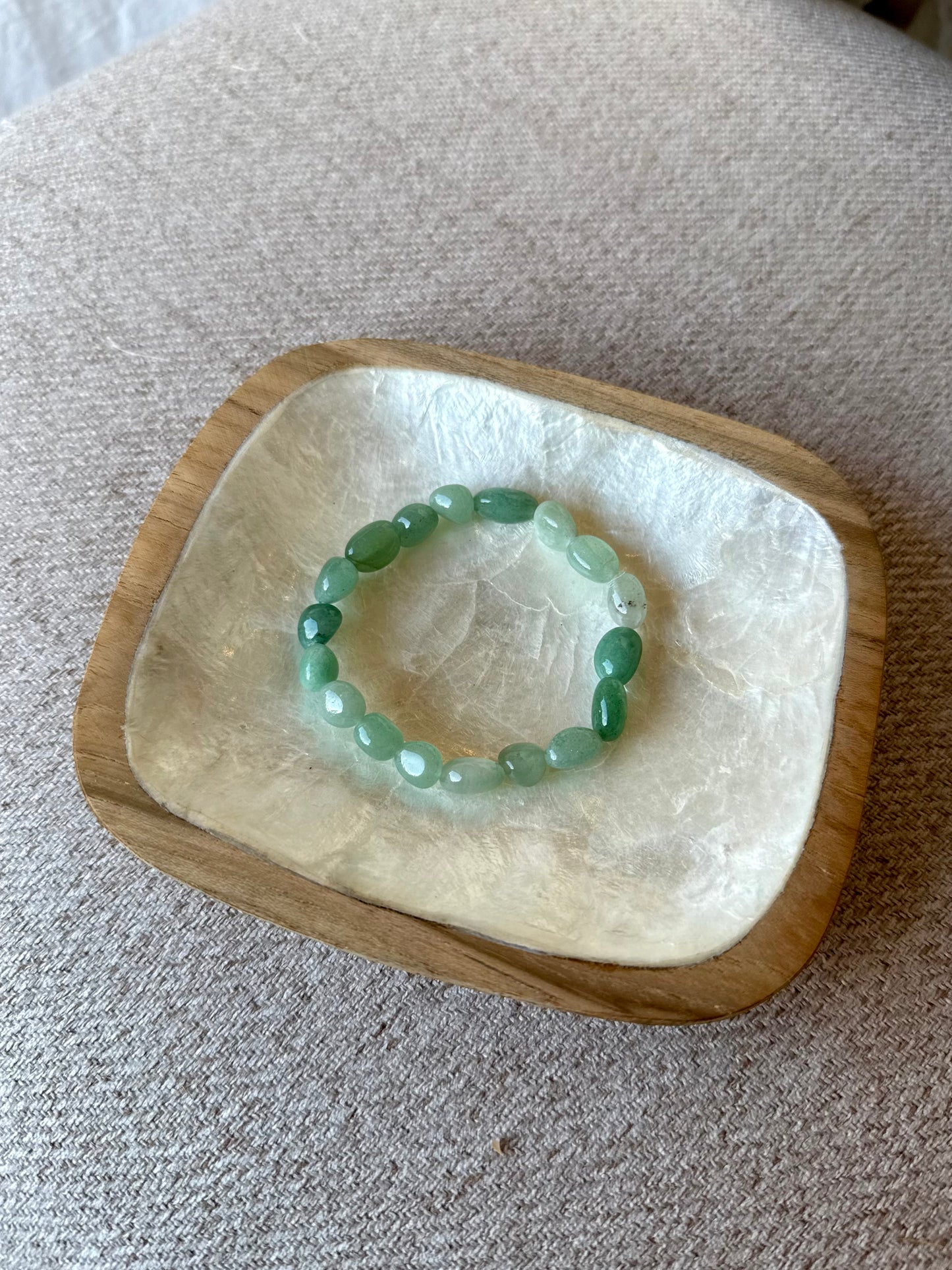 Bracelet en Aventurine Verte – Pierre d’harmonie et d’ouverture du cœur – Fait main à Bali