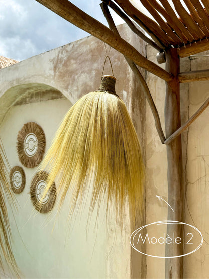 Suspension en Rayung et corde naturelle – luminaire bohème de Bali