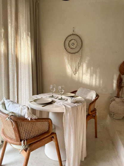 Attrape-rêves rond en coquillages – suspension murale bohème de Bali