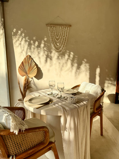 Suspension murale en bois flotté et coquillages Anadara – création artisanale de Bali