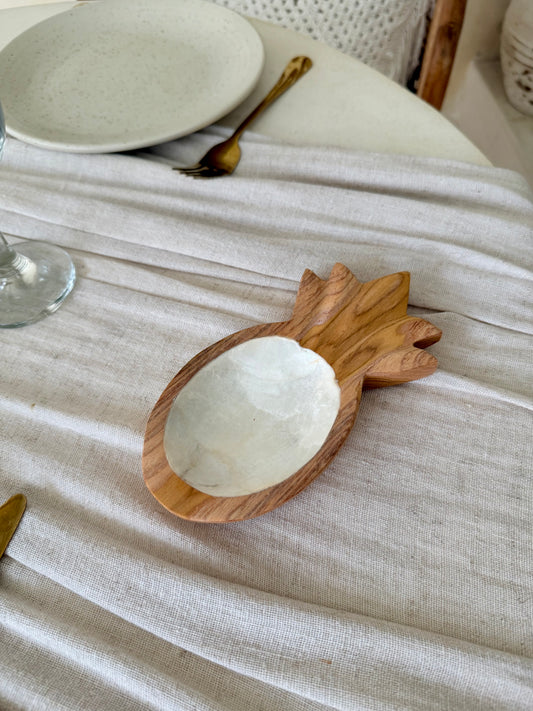 Coupelle ananas en bois de manguier et nacre – touche exotique et naturelle