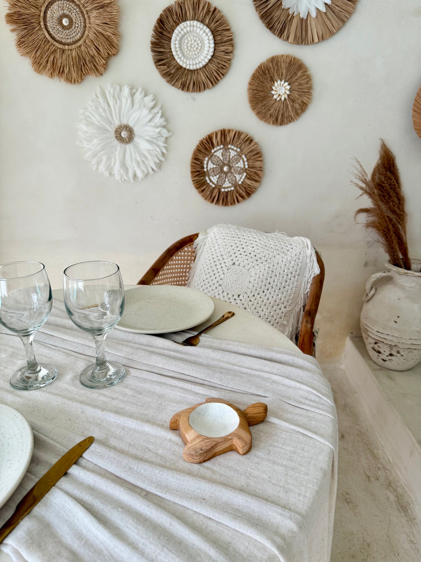 Coupelle tortue en bois de manguier et nacre – charme naturel et bord de mer