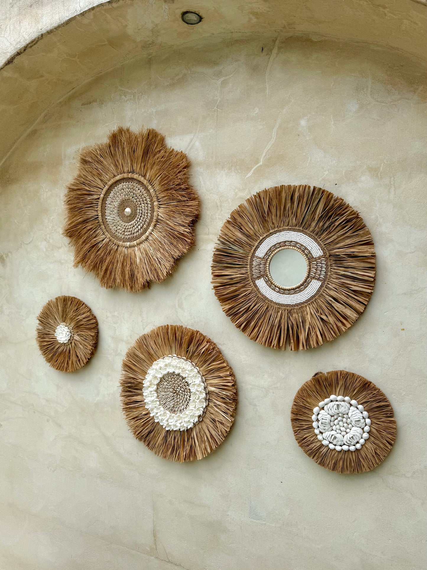 Rond mural en coquillages Anadara et Cauris – esprit naturel et tropical