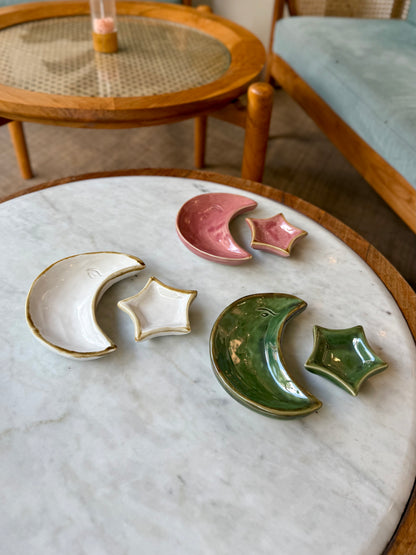 Lune avec son étoile en céramique – décoration artisanale de Bali