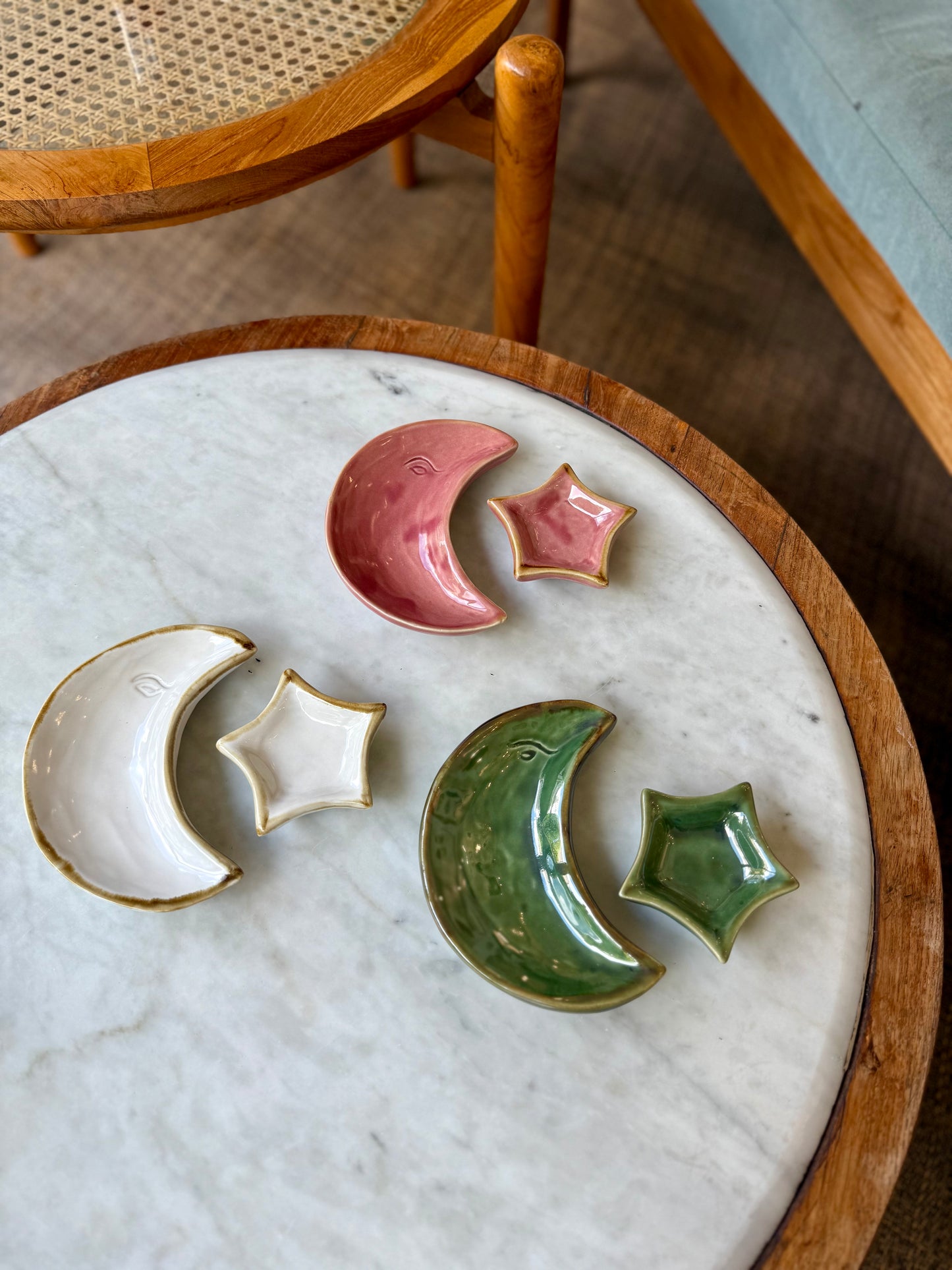 Lune avec son étoile en céramique – décoration artisanale de Bali