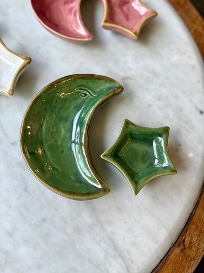 Lune avec son étoile en céramique – décoration artisanale de Bali