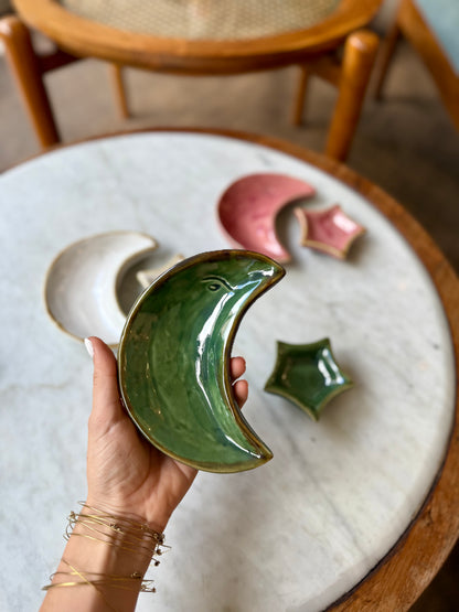 Lune avec son étoile en céramique – décoration artisanale de Bali