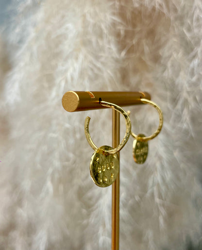 Boucles d’oreilles personnalisées – Laiton plaqué or, messages inspirants (vendues à l’unité)