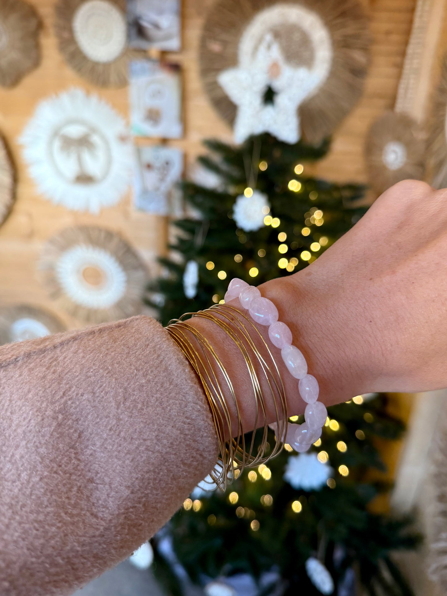 Bracelet en Quartz Rose – Pierre d’amour & de douceur – Fait main à Bali