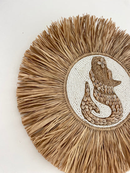 Décoration murale sirène en coquillages – création artisanale bohème de Bali